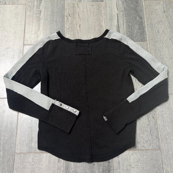Free People We the Free Tasha Thermal Top Long Sleeve Waffle KniBlack Gray Large - Picture 7 of 12